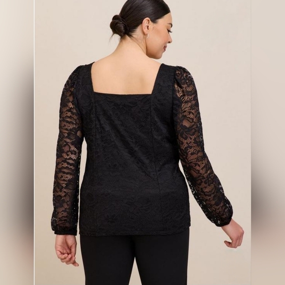 Torrid Black Lace Square Neck Long Sleeve Elegant Top Size 2X - Picture 2 of 9
